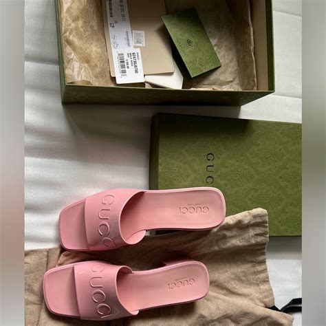 gucci pink jelly sandals|authentic Gucci sandals.